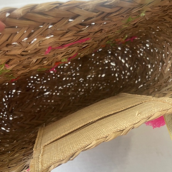 Lilly Pulitzer Straw Baja Tassel Pompom Colorful Tote Beach Pool Vacation - Picture 5 of 9